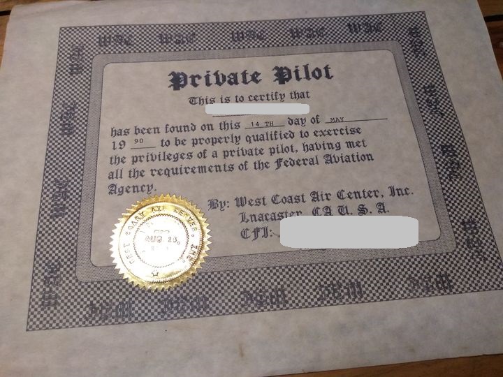 private pilot certificate fox masked