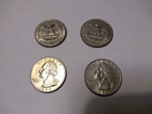 quarter $　ふつうの　丸　93、95、96、97年　4枚