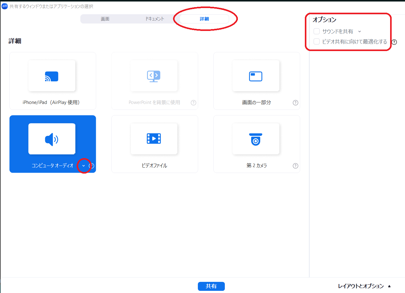 audio share 音声ファイルの共有。zoom2024-10-05