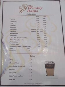 wrinkly rams coffee menu