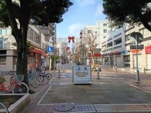 isezaki 伊勢佐木町通り。自転車は降りて押して